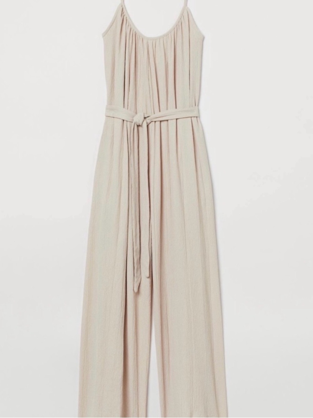 H&M Beige Sleeveless Wide-Leg Jumpsuit